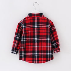 Boys Plaid Long Sleeve Shirt Button Down Shirts Flannel Lapel Tee Trendy Tops Casual Jacket Fall Clothes with Pocket
