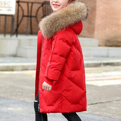 Girls Boys Long Puffer Coat Kids Fur Collar Winter Coat Lightweight Down Jacket Hooded Outerwear for 8-15 Years