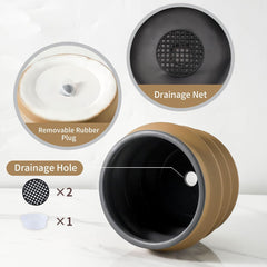 Irregular Large Ceramic Plant Pot, 7.9 Inch Indoor and Outdoor Garden Flower Pots, Ceramic Planter with Drainage Hole and Removable Rubber Plug for Home Décor, Brown