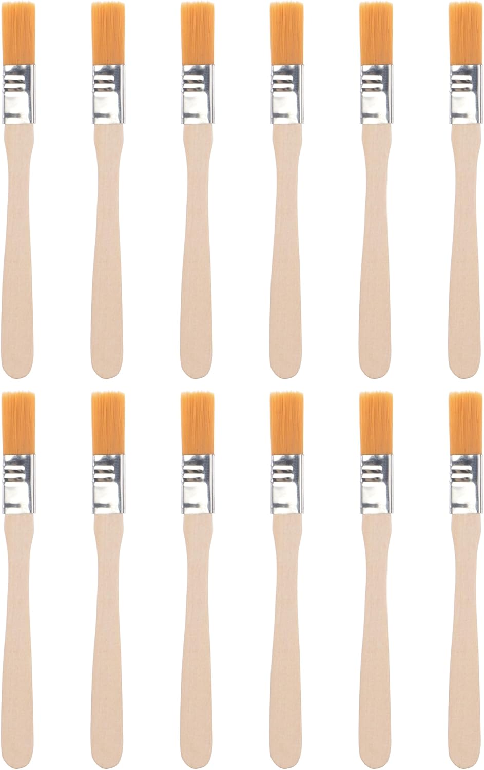 5" Paint Brush 0.5" Width Soft Nylon Bristle with Wood Handle for Wall, Cabinets, Fences Yellow 12 Pcs