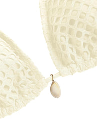 ZAFUL Women's Triangle Bikini Multiway Fishnet Tie Side Bandeau Halter String Bikini Set Two Piece Swimsuit Bathing Suits