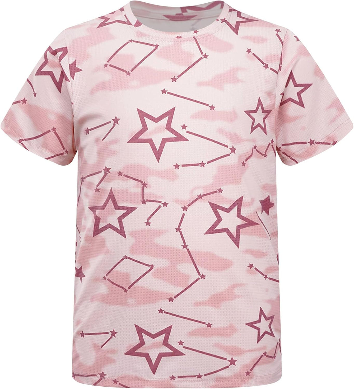 Hularka Girls Boys Summer Short Sleeve T Shirt Star Print Quick Dry Tops Casual Athletic Performance Tees Undershirt