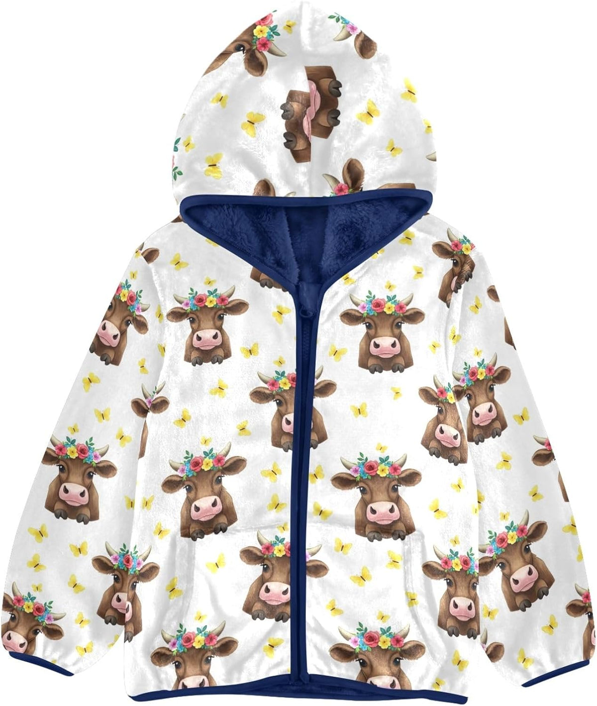 CHIFIGNO Cute Brown Cow Toddler Zip up Hoodie Fleece Outerwear Jackets for Fall Winter 3T