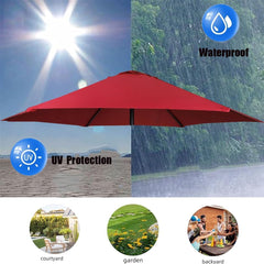 Patio Umbrella Replacement Canopy Cloth Outdoor Market Umbrella Top Parasol Cover with 6 Ribs, Replacement Parasol Fabric Cover Water Resistant UV Protection ﻿(Dark Green,250cm/8ft)