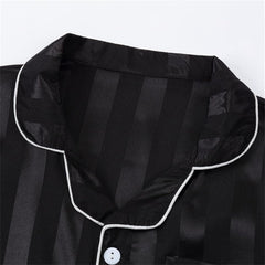 Boy Girl Teen Satin 𝐏ajamas Set Summer Striped Sl𝐞epwear Button-Down Short Sleeve Tops Shorts Silk 𝐏js Loung𝐞wear 2Pcs