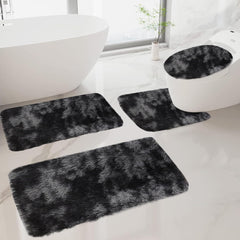 4-Piece Bathroom Rug Set - Non-Slip Microfiber Bath Mat with Water Absorbent Toilet Cover, Bath Mat Set of 4 - Microfiber Toilet Rugs Soft & Thick for Bathroom & Kitchen