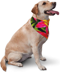 Hawaiian Colorful Flower Dog Bandana Pet Scarf Accessories for Small Medium Dogs Cats Photo Prop, Triangle Pet Bandanas Adjustable Puppy Bib Washable Dog Kerchief Puppy Neckerchief