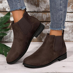 Women's Slip on Ankle Boot Western Almond Pointed Toe Chunky Low Heel Elastic Bootie, Womens Fashion Comfortable Short Boots Walking Shoes Classic Stylish Casual Work Ankle Booties