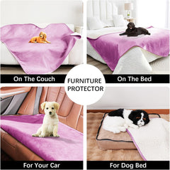 Cat Blanket,Waterproof Dog Blankets for Small Dogs, Washable Pet Puppy Sherpa Throw Protector for Bed Couch Sofa Furniture Reversible(25"x35",S,Purple)