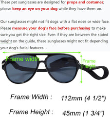 G010 Dog pet Costume Aviator Sunglasses for Medium Breeds 20-40 lbs (Black)
