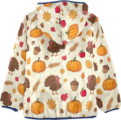 CHIFIGNO Cartoon Turkeys Toddler Boy Fleece Zip up Jacket, Warm Lightweight Fleece Outerwear Jackets 3T