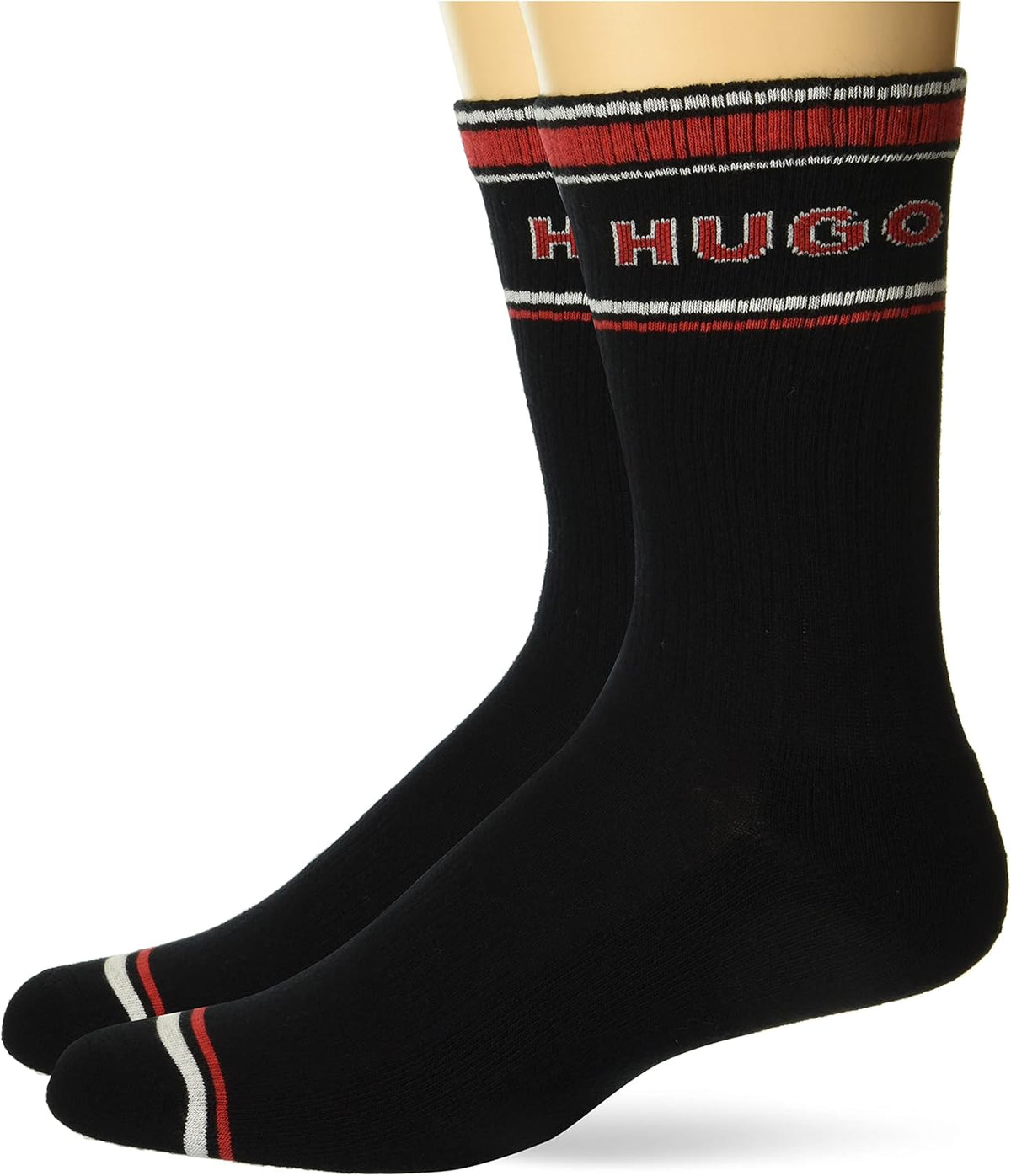 HUGO Men's 2-Pack Varsity Style Quarter Length Cotton Socks