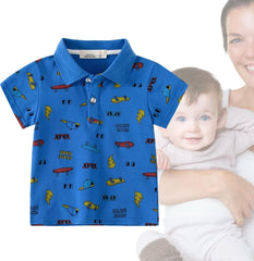 Cool Cartoon Print Short Sleeve Tops Kids Dinosaur Shirt Toddler Boy Button Down T Shirts Blue Cartoon Short T