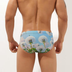 Pink Dandelion Men's Swimsuit Brief Beach Shorts Bikini Swimwear Sexy Swimming Trunks