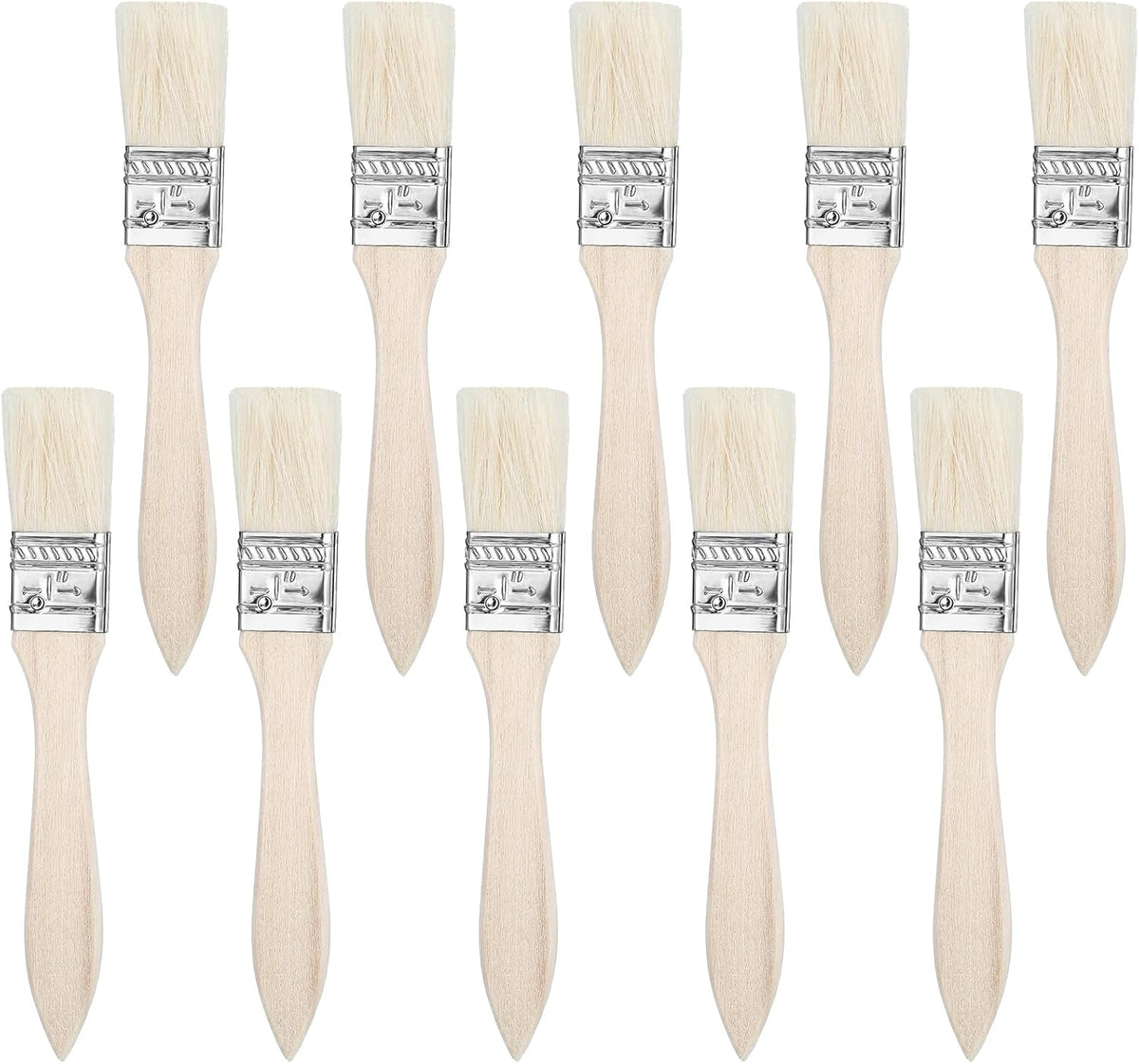 10PCS Paint Brush, 1 Inch Paint Brushes with Natural Bristle, Wooden Paint-Brush Set for Stain, Varnish, Glue, Composite Wall and Home DIY, Small Paintbrushes for Walls and Furniture
