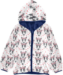 Cute Dog Bow Heart Boys Fleece Coat,Children's Zip-Up Hoodie Jacket,Baby Warm Fashion Outerwear 3-10T,A113438