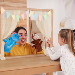 6Pcs Hand Puppets for Toddlers - Stuffed Animal Puppets for Kids, Including Lion, Tiger, Hippo, Leopard, Giraffe and Monkey for Puppet Show Theater