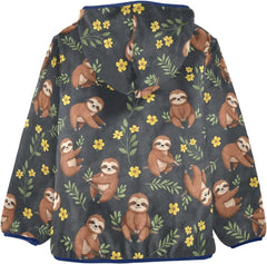 Cute Brown Sloths Boys Zip up Hoodie, Thick Light Fleece Outerwear Jackets 3T