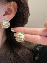 Fashionable Rhinestone Letter Earrings Elegant Personality Earrings 2025 Popular Women Jewelry