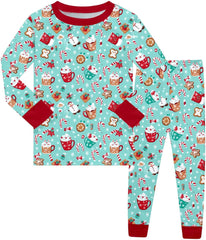 Boys Holiday Themed Long Sleeve Pajama Set Festive Print Family Sleepwear Soft Two Piece Loungewear For Kids