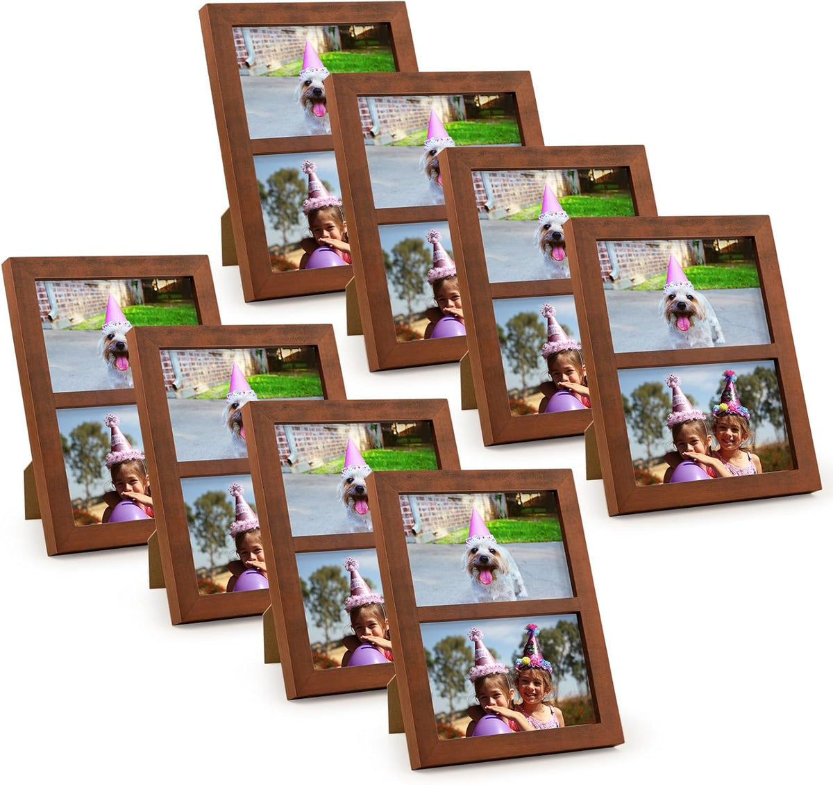 Golden State Art, 4x6 Double Picture Frame, Display Two 4x6 Photos - Solid Wood - Real Glass For Tabletop Or Wall Mounting (Black, 1 Pack)