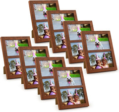 Golden State Art, 4x6 Double Picture Frame, Display Two 4x6 Photos - Solid Wood - Real Glass For Tabletop Or Wall Mounting (Black, 1 Pack)