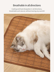 Cooling Mat for Dogs & Cats Rattan- Cooling Mat for Pets, for Dogs (Coffee/Blue) Breathable Dog Bed or Cat Bed in 3 Sizes (Blue, Small（15.7x11.8in）)