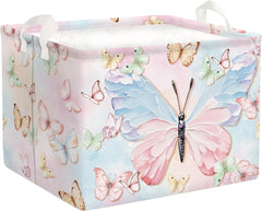 3D Pastel Butterfly Baby Laundry Hamper Collapsible Clothes Kids Storage Basket Large Girls Gift Toy Box Bin for Bedroom, Colorful, 36L