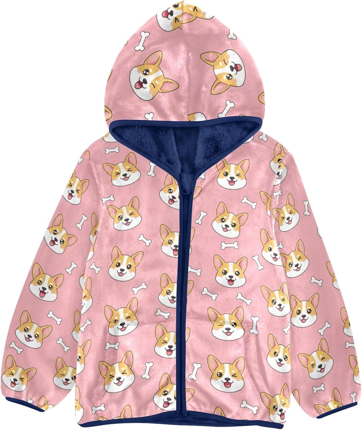 CHIFIGNO Cute Dog Bones Pink Toddler Polar Fleece Lined Winter Jacket, Toddler Boy Hoodies with Hooded 3T