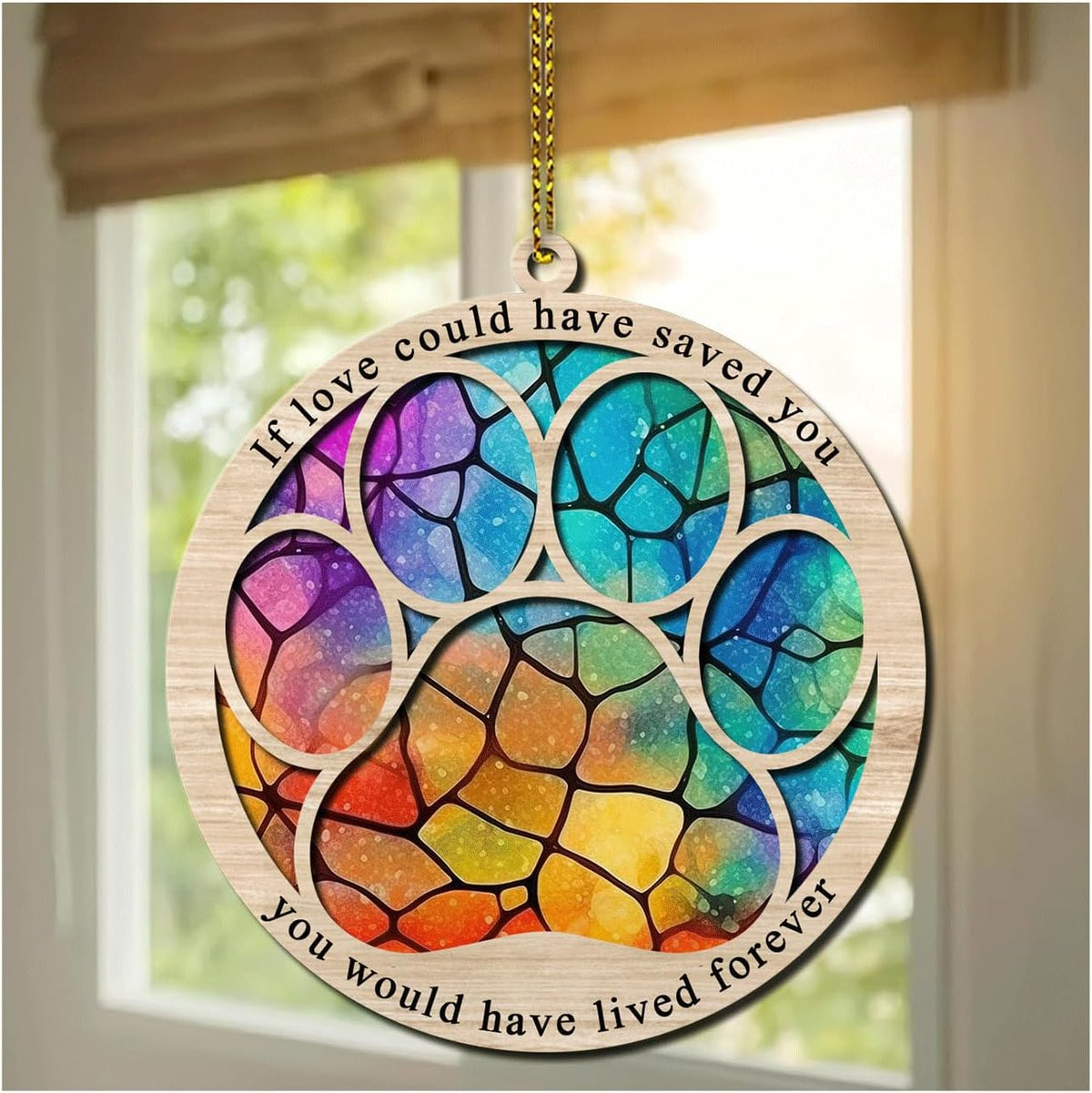 Hyturtle Pet Memorial Suncatcher - Paw Ornament for Loss of Dog or Cat - Sympathy Remembrance Gift for Christmas
