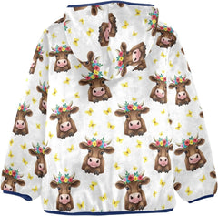 CHIFIGNO Cute Brown Cow Toddler Zip up Hoodie Fleece Outerwear Jackets for Fall Winter 3T