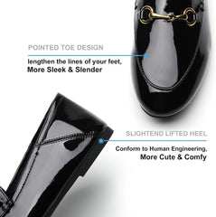 Casual Buckle Loafers for Women Work Flats Round Toe Business Backless Ballet Flats Metal Décor Driving Slip on