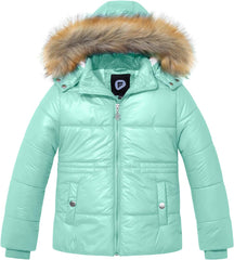 Garemcy Girl's Metallic Winter Coat Warm Puffer Jacket Insulated Shiny Down Coat with Detachable Hood