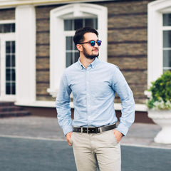 Bighake Genuine Leather Classic Casual Belts for men, Mens Handmade Heavy Duty Work Belts 1.5 inches Wide