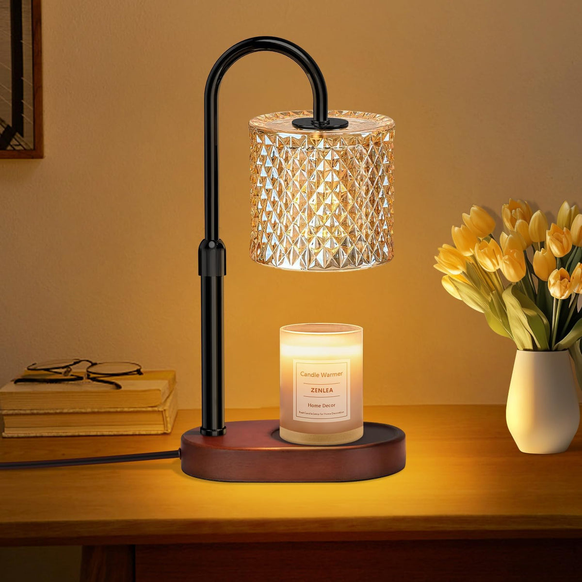 Candle Warmer Lamp, Candle Warmer Lamp with Timer, Wax Warmer with RGB Light and Dimmer, Height Adjustable - Perfect Housewarming Gift for Mom and Women