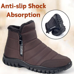 OrthoFit Winter Ankle Boots Mens Waterproof Snow Boots Fur Lined Warm Ankle Boots Zipper Closure Slip on Comfortable Walking Shoes