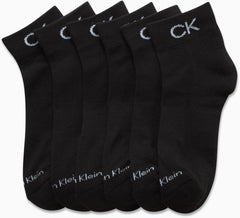 Calvin Klein Boys Quarter Socks - 6 Packs Comfort Stretch Cushioned Performance Athletic Ankle Socks for Boys (Sizes: M-L)