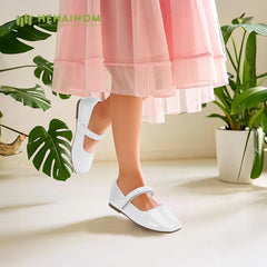 Hehainom Girls Dress Shoes Flower Girl Ballet Flats for Little Big Kids Todder Wedding Party Peals Shoes