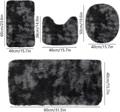 4-Piece Bathroom Rug Set - Non-Slip Microfiber Bath Mat with Water Absorbent Toilet Cover, Bath Mat Set of 4 - Microfiber Toilet Rugs Soft & Thick for Bathroom & Kitchen