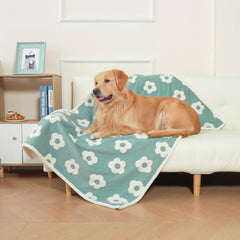 BEAUTYZOO Waterproof Dog Blankets for Small Dogs Washable- Reversable Dog Blanket for Furniture, Sofa, Couch, Crate, Car- Soft Sherpa Dog Throw Plush Pet Bed Blanket Cat Puppy Kitten, 24"x32" Blue