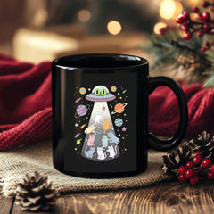 Alien Abduction Cats UFO Flying Saucer Space Women Girls Kid Coffee Mug, Gift For Men, Women, Coffee Cups 11oz - 15oz