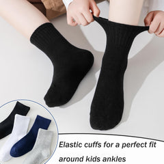 Boys Crew Socks - Kids Seamless Cotton Dress and Uniform Socks for Girls - 4/8 Pairs