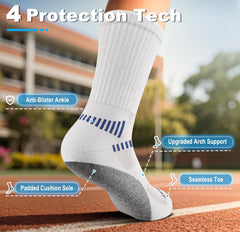 Bigant Boys Socks Cushioned Compression Athletic Crew Socks Running Arch Support for 4-12 Years Old Gilrs Kids Youth 4 Pairs