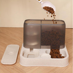 Dual Bowl Cat Feeder, Moderate Capacity, Removable for Easy Cleaning, Elegant Home Decor, Dining Environment, Meets All Day Feeding and Watering Needs (Grey)