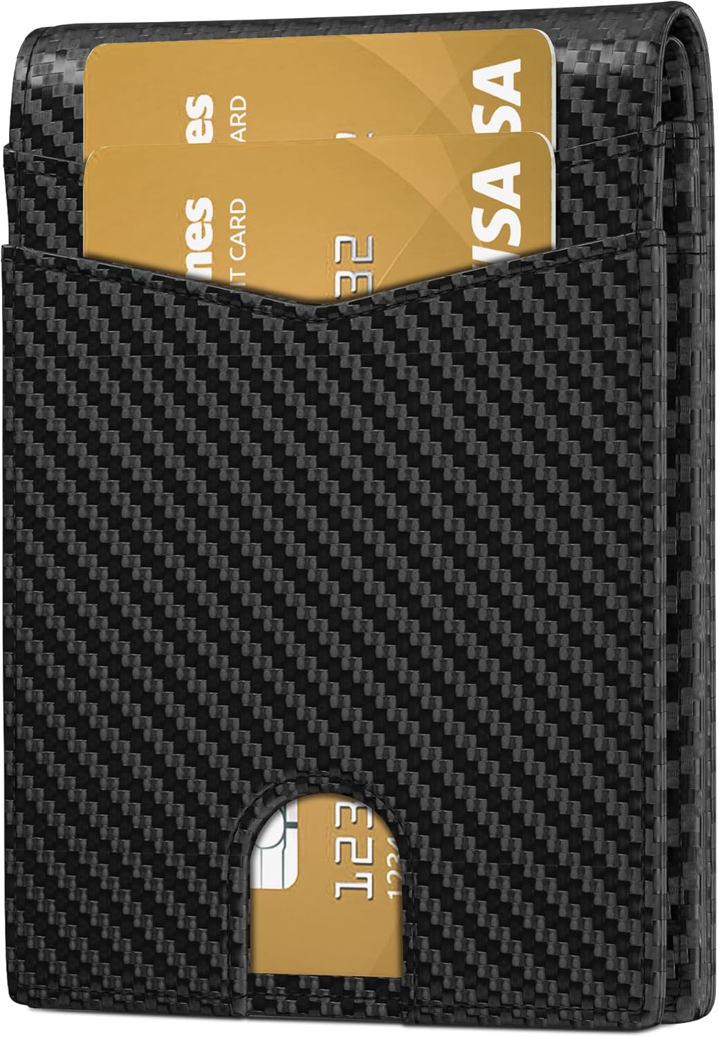 Auskang Wallet for Men, Classic Bifold Mens Wallet, Minimalist Slim wallet Credit Card Holder, Genuine Leather, Black (Grid Pattern)