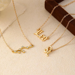 3 PCS Gold Layered Necklaces for Women, Gold Constellation Stackable Necklaces, Stylish Astrological Jewelry(Leo/Pisces)