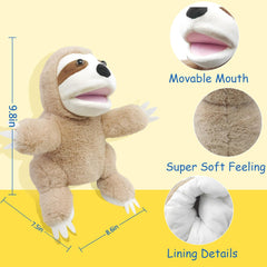 Hand Puppets Bear Puppet,10" Animal Hand Puppets for Kids, Hand Puppet for Toddlers 1-3 and Kids with Movable Mouth,Sloth Stuffed Animal Plush Puppets Toy Gift for Interactive Storytelling