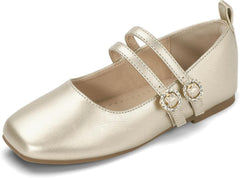 Hehainom Girls Dress Shoes Rhinestone Square Toe Toddler Flower Girl Ballet Flats Little Big Kids Mary Jane School Party Wedding Shoes