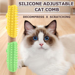 4 PCS Cat Self Groomer, Silicone Cat Brush Combs, Soft Cat Face Scratcher Rubber Cat Massager for Indoor Cats, Cat Corner Scratcher, Cat Scratching Board Pet Supplies, Green and Yellow
