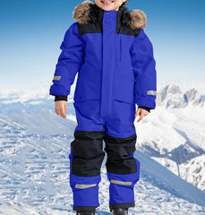 Children Boy Girl Padded Jacket Overalls Hoodies Outerwear for Kid Thick Warm Fuzzy Hooded Padded Jacket